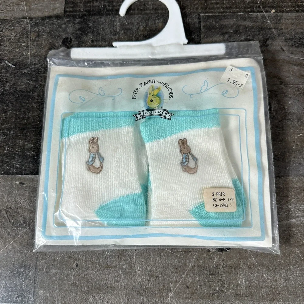 VTG 1989 NEW Peter Rabbit and Friends Baby Crew Socks 3-12 Months